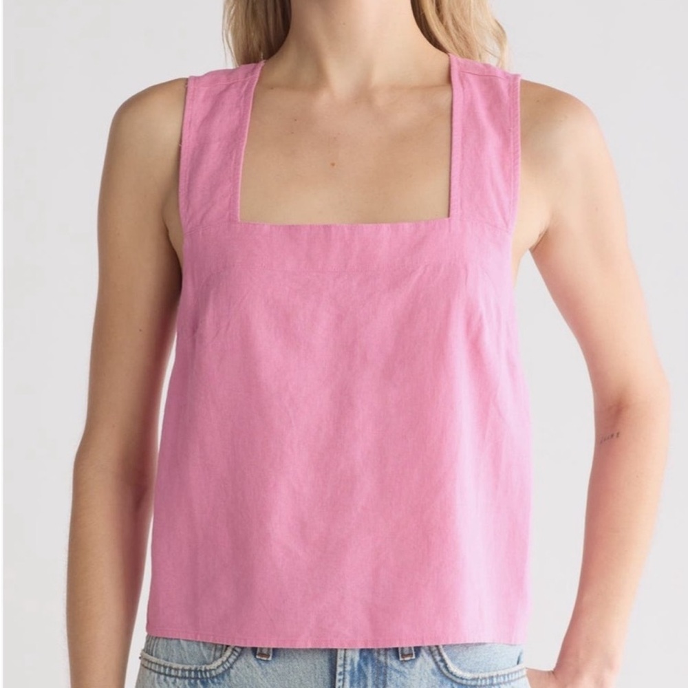 Madewell Linen Sleeveless Cross Back Tank size 2